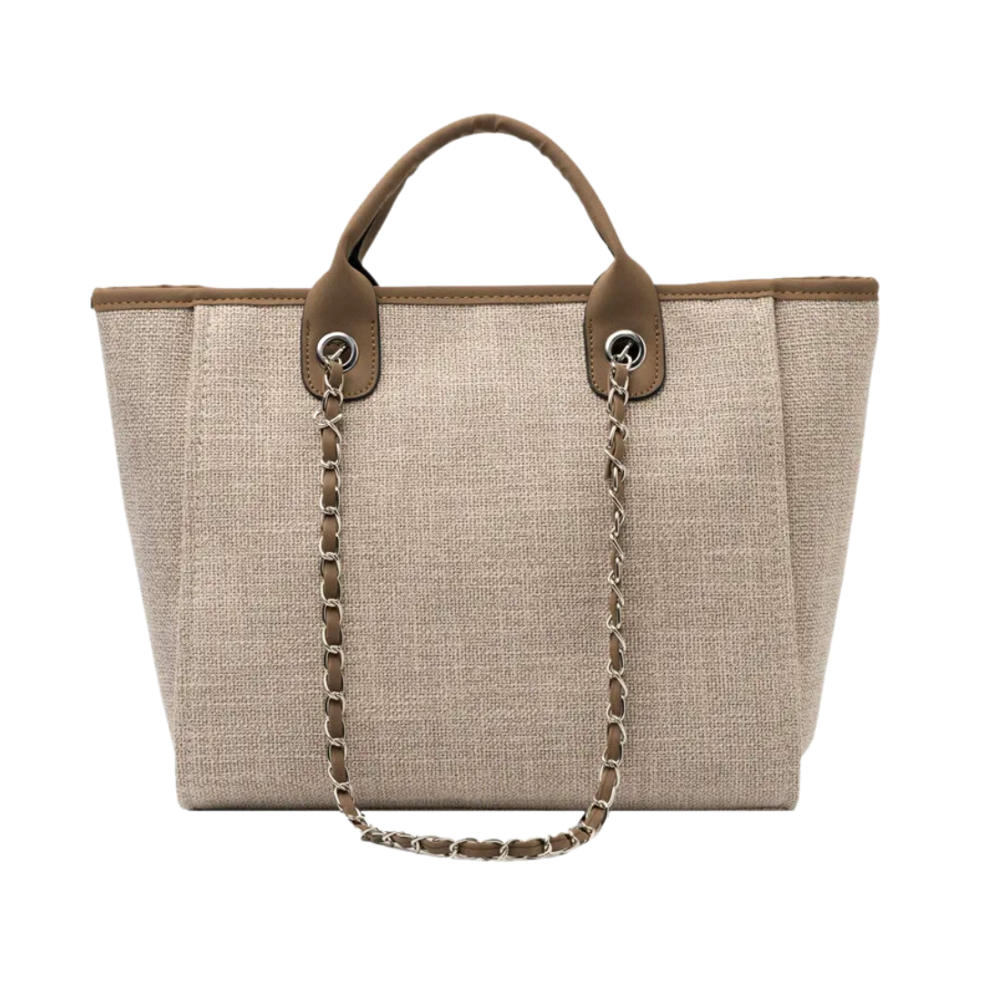 Beige Canvas Shopper Bag