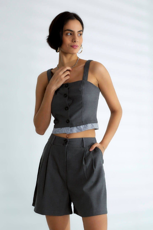 Short and Crop Grey Set
