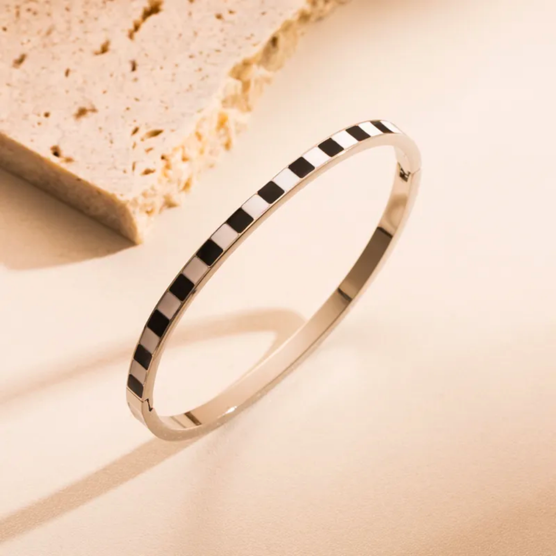 Brazalete Checkers Single in Silver