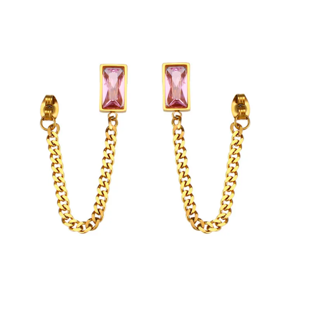 Zarcillos Double Square Rose