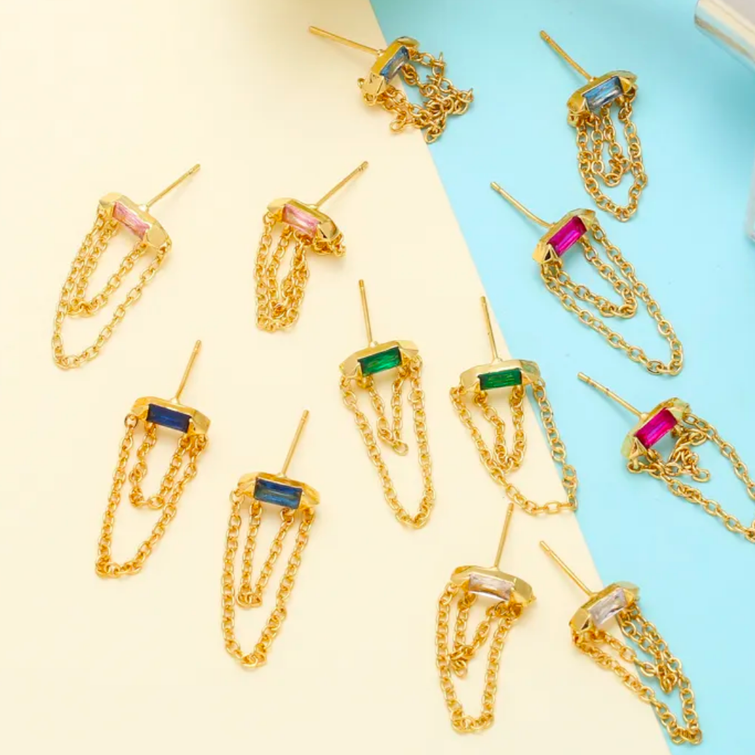 Zarcillo Mini Double Chain Rose