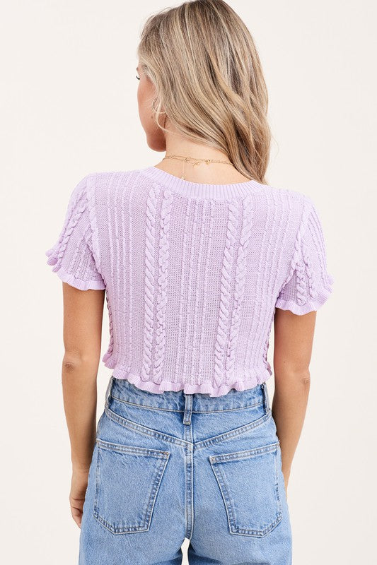 Knitted Lilac Cardigan Top