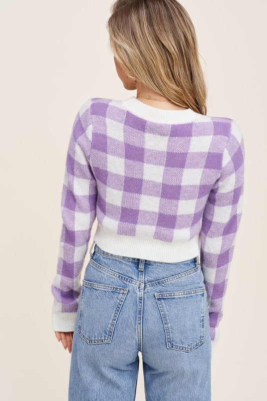 Lilac Checkered Sweater