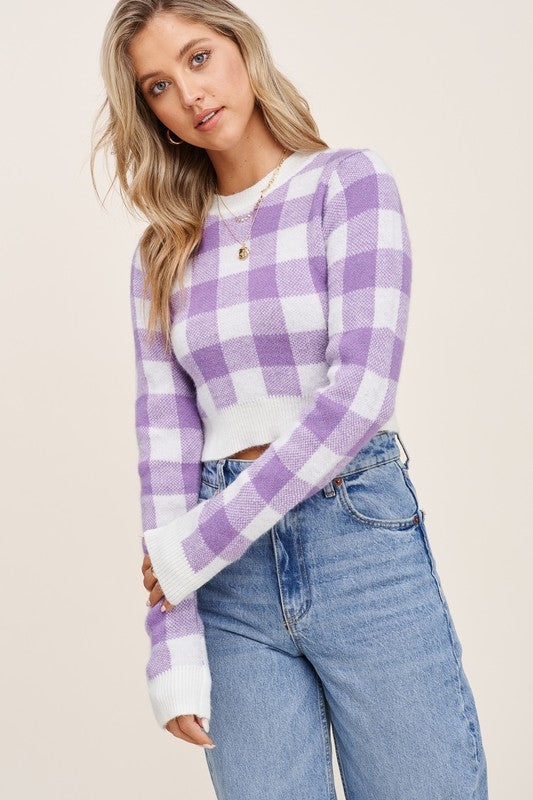Lilac Checkered Sweater