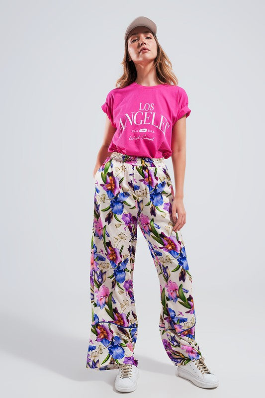 Floral Silk Pants