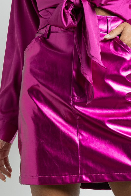 Magenta Metallic Skirt