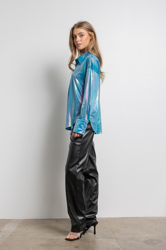 Metallic Blue Blouse