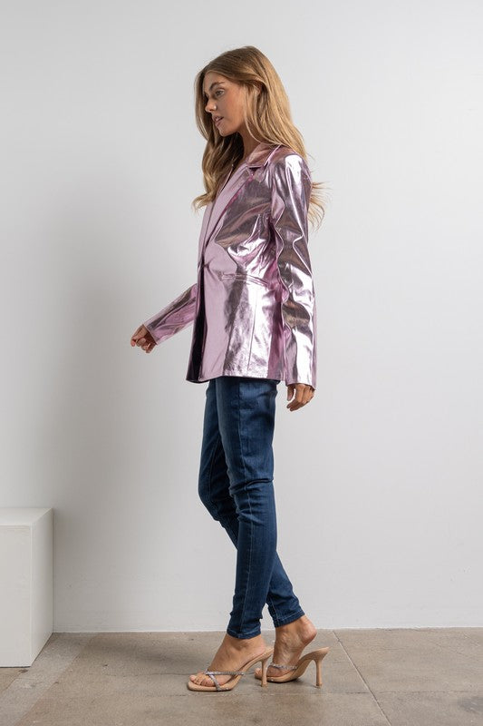 Metallic Statement Pink Blazer