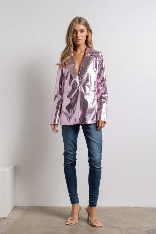 Metallic Statement Pink Blazer