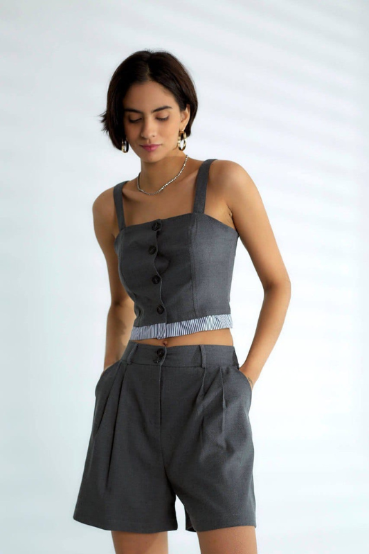 Short and Crop Grey Set