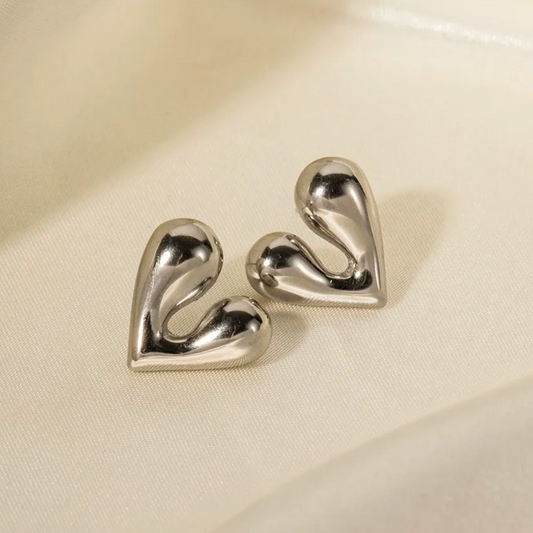 Silver Asymmetric Hearts