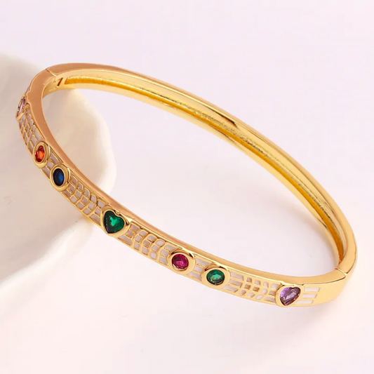 Brazalete Retro Hearts Beige