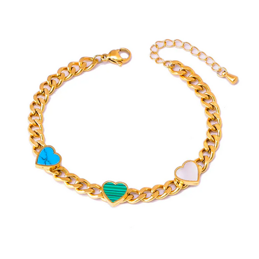 Brazalete de Cadena y Corazones