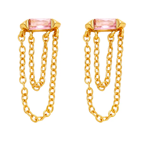 Zarcillo Mini Double Chain Rose