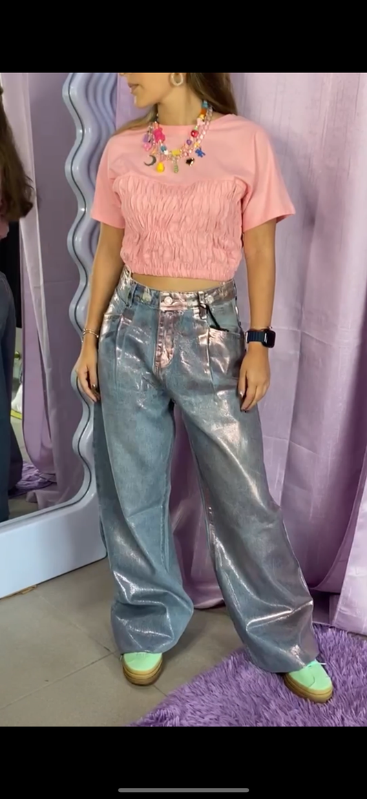 Metallic Pant Rosado