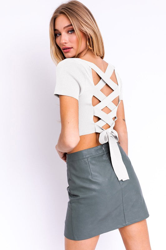 Cross Back Top con Mangas Off White