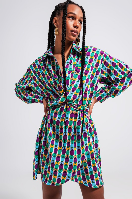 Colorful Print Mini Dress