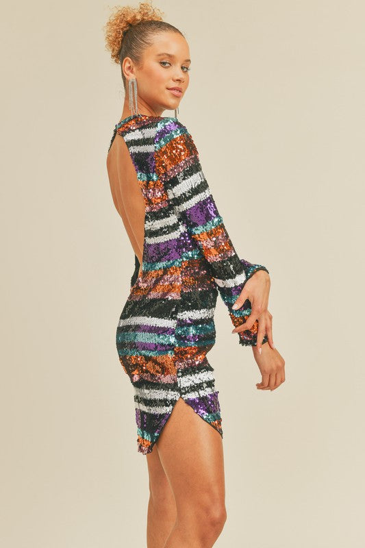 Midi Sequin Multicolor Dress