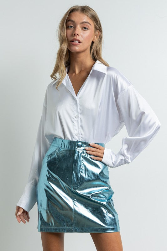 Blue Metallic Skirt