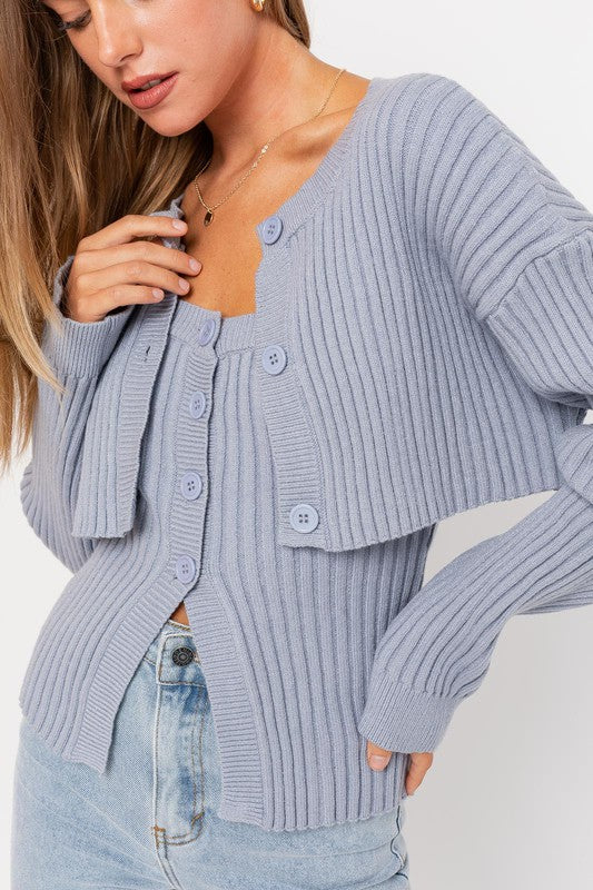 Blue Tube Top and Cardigan
