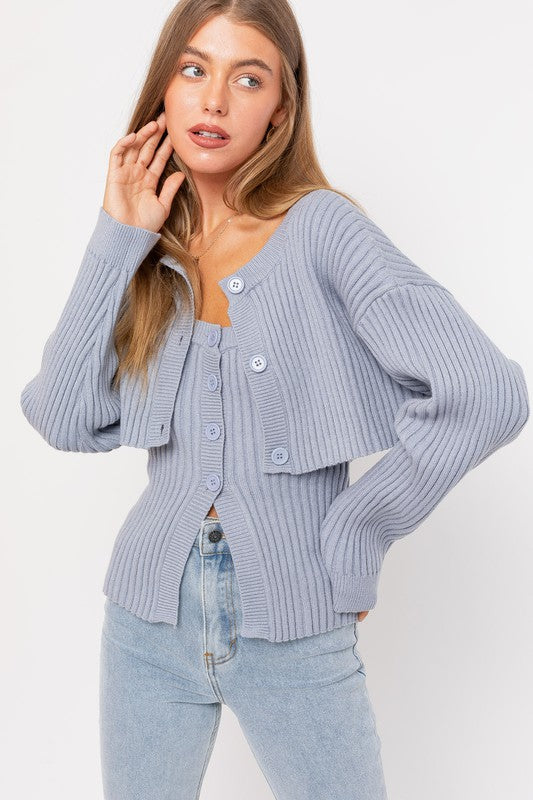 Blue Tube Top and Cardigan