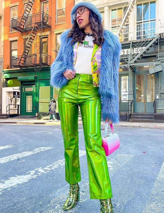 Lupe Metallic Pants Bright Green